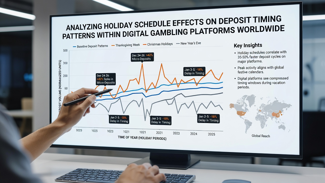 Charts and graphs displaying deposit timing data across global gambling platforms during holidays