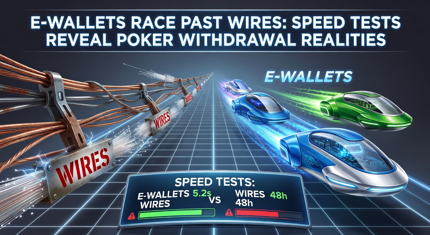 Bar graph comparing average withdrawal times for e-wallets versus wire transfers on major poker platforms, highlighting e-wallets' clear speed advantage