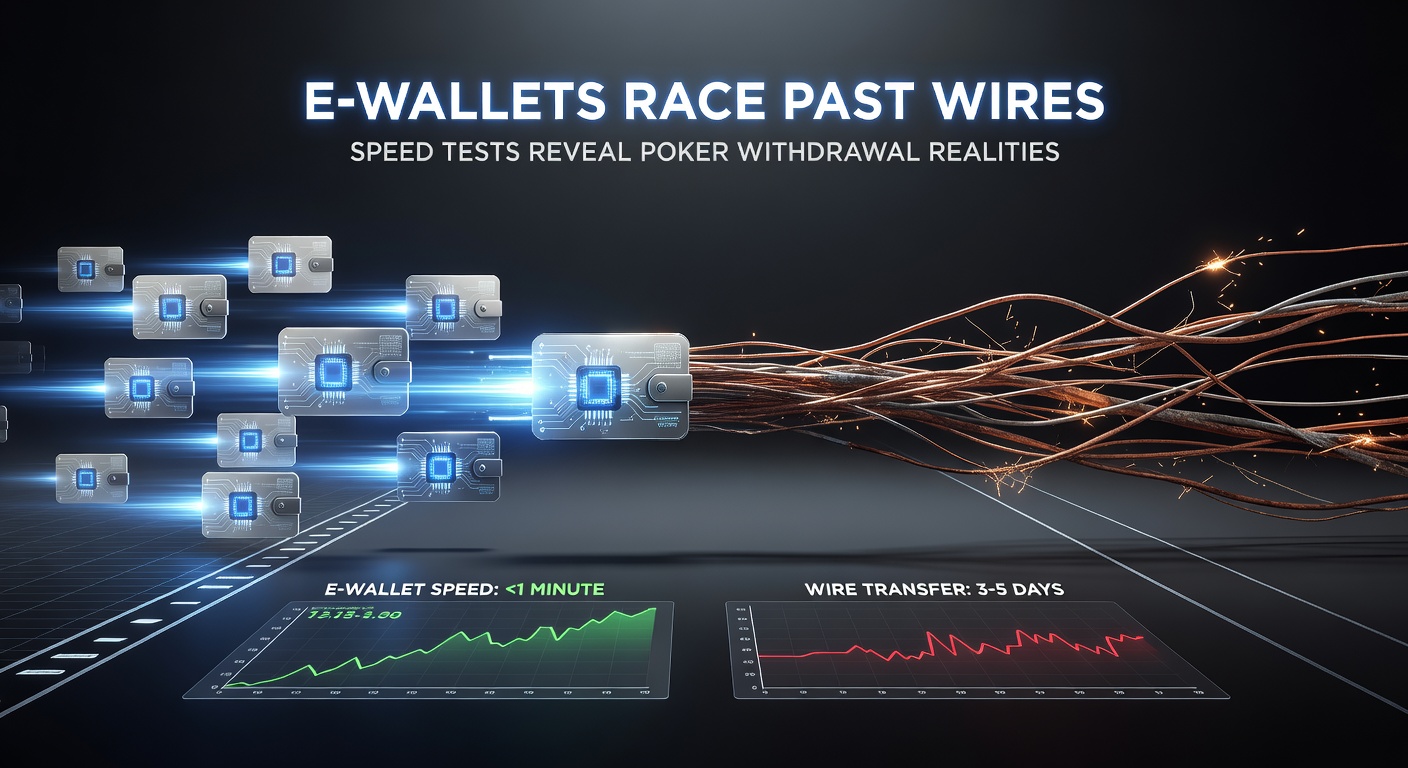 Mobile phone screen displaying a poker app's withdrawal confirmation for an e-wallet, with funds instantly available in a digital balance