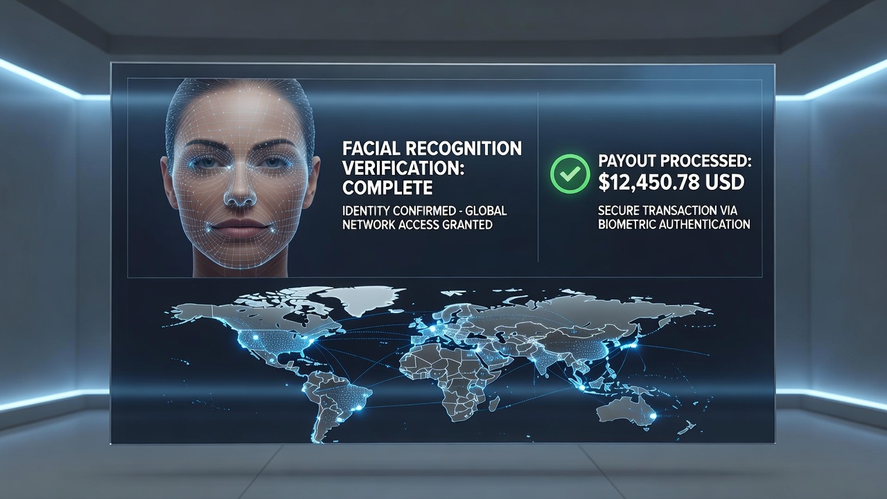 Facial recognition interface scanning a user during online betting account verification