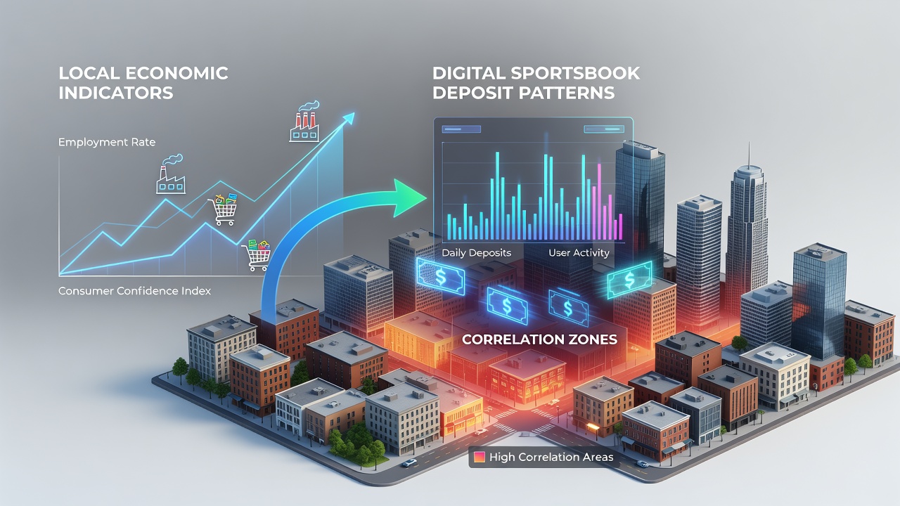 Data visualization of economic indicators alongside deposit trends at digital sportsbooks across several mid-sized U.S. cities