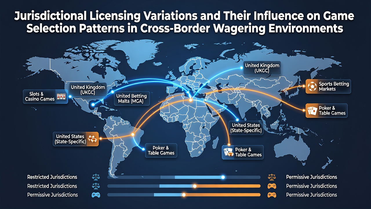 Map illustrating licensing variations across international wagering jurisdictions