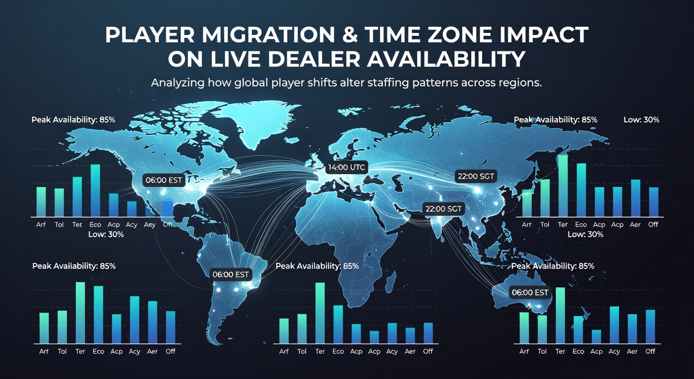 Heatmap illustrating live dealer availability fluctuations across global time zones in poker networks